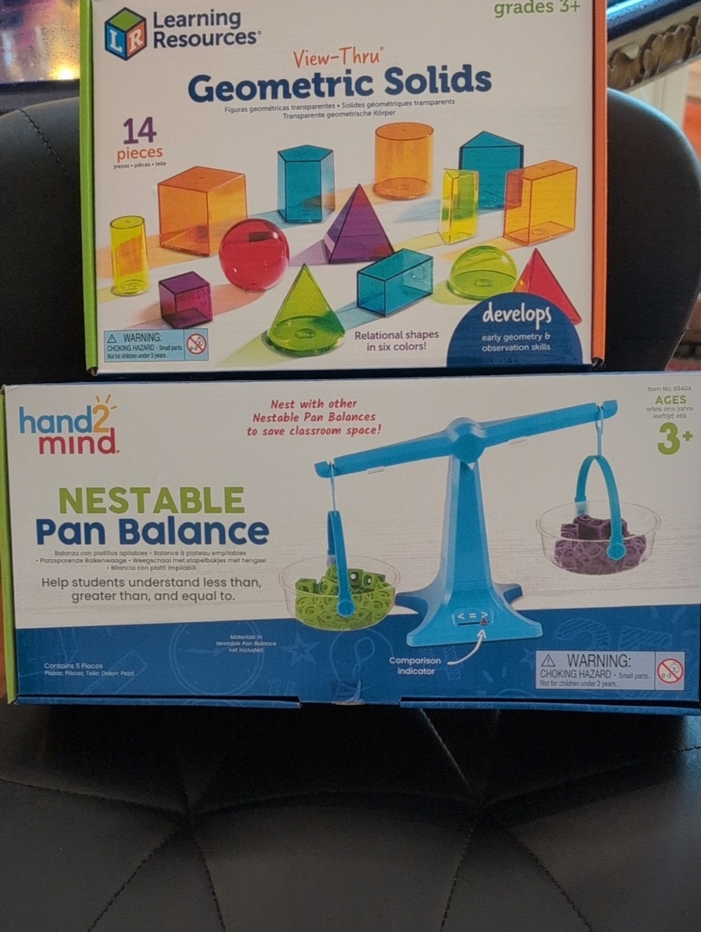 Nestable Pan Balance And 14 Piece Geometric Shapes Both New